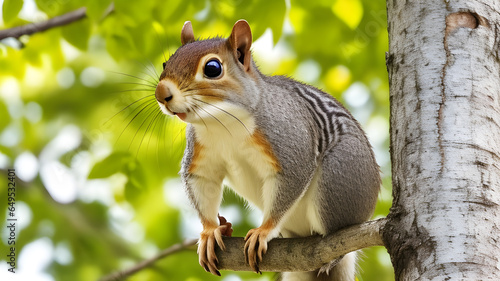 Captivating Close-Up: Curious Squirrel on a Tree Branch