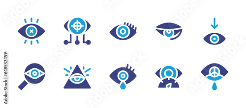Eye icon set. Duotone color. Vector illustration. Containing eye, red eyes, eyes, vision, virtual, observation, entertainment.