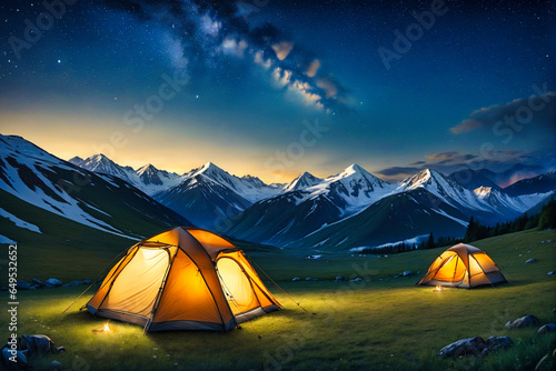 Camping near the Snow Mountain