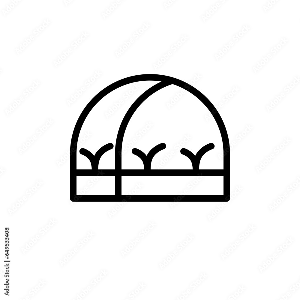 Greenhouse farming icon with black outline. plant, green, greenhouse, nature, gardening, agriculture, garden. Vector illustration Greenhouse farming icon with black outline. plant, green, greenhouse, nature, gardening, agriculture, garden. Vector illustration