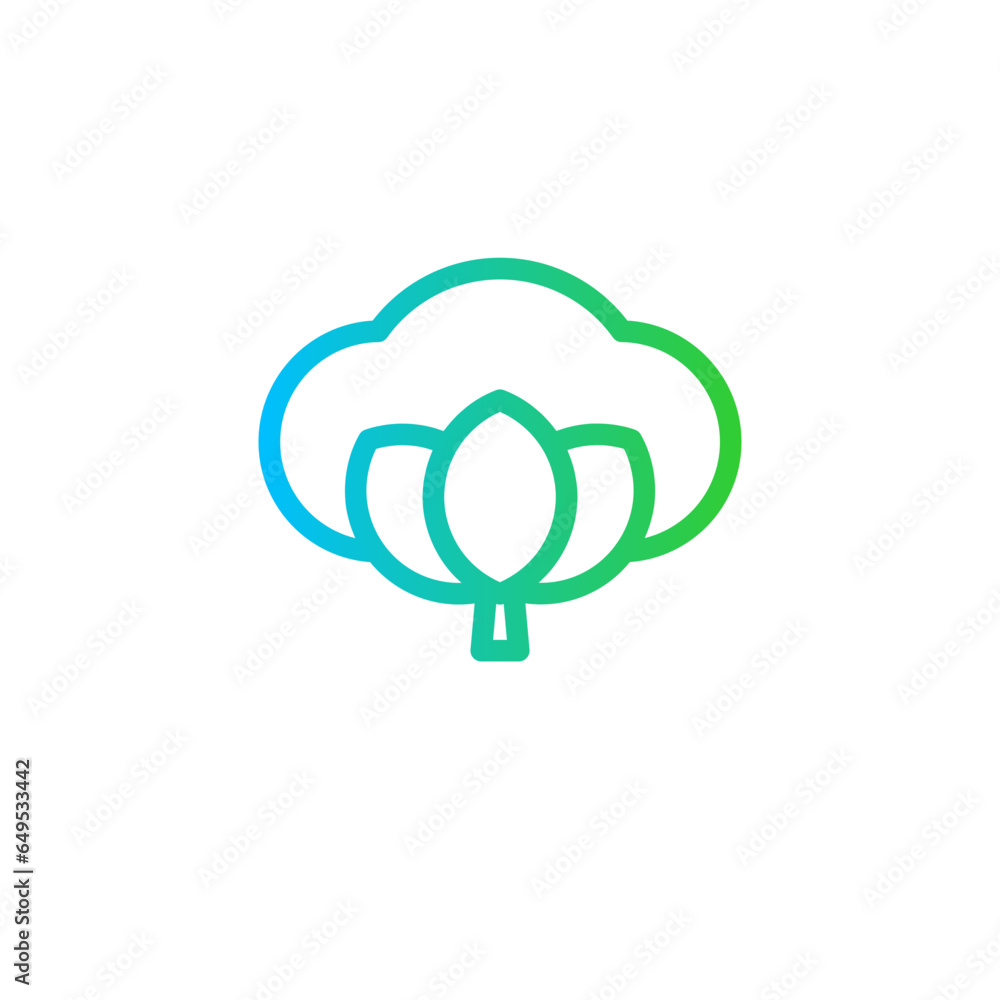 Cotton farming icon with blue and green gradient outline. cotton, organic, white, soft, nature, flower, textile. Vector illustration Cotton farming icon with blue and green gradient outline. cotton, organic, white, soft, nature, flower, textile. Vector illustration