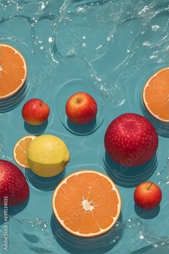 fruits dropping in the water