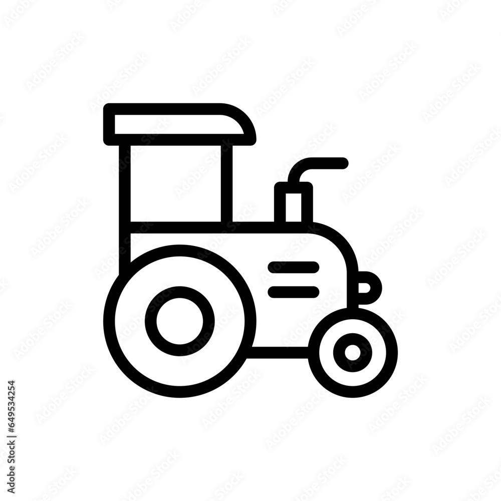 Tractor farming icon with black outline. tractor, farm, agriculture, machinery, field, farming, equipment. Vector illustration Tractor farming icon with black outline. tractor, farm, agriculture, machinery, field, farming, equipment. Vector illustration