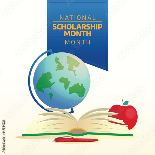 Flyers promoting National Scholarship Month or associated events can utilize National Scholarship Month-related vector graphics. design of a flyer, a celebration.