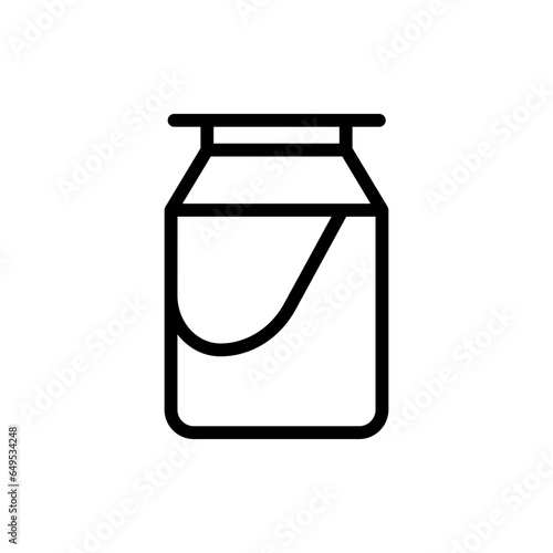 Milk bucket farming icon with black outline. bucket, milk, container, food, farm, cow, dairy. Vector illustration