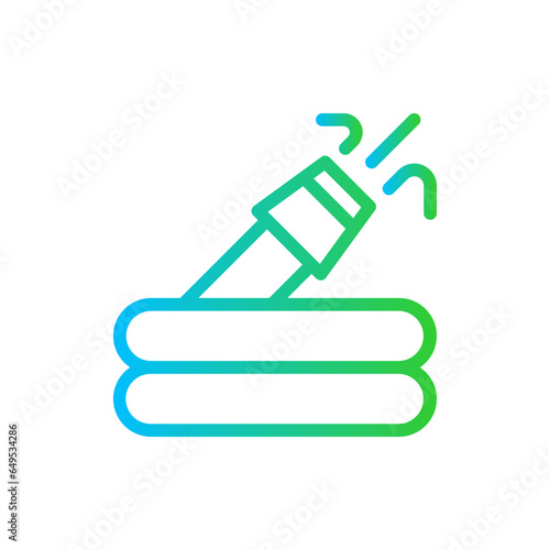Hose pipe farming icon with blue and green gradient outline. hose, pipe, equipment, water, tube, tool, garden. Vector illustration