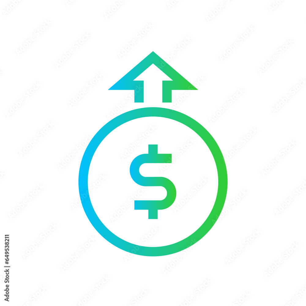 Investment personal growth icon with blue and green gradient outline. financial, growth, investment, profit, money, business, concept. Vector illustration Investment personal growth icon with blue and green gradient outline. financial, growth, investment, profit, money, business, concept. Vector illustration