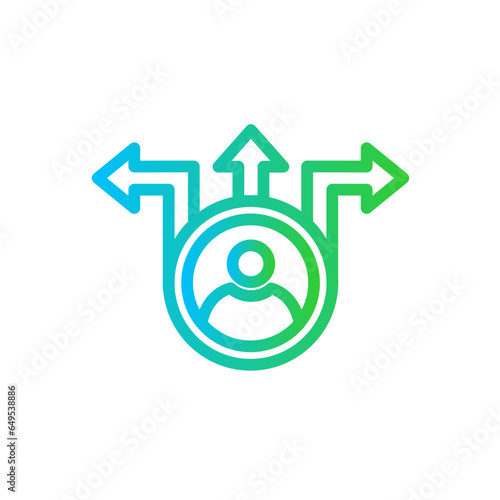 Strategy personal growth icon with blue and green gradient outline. business, strategy, success, marketing, concept, growth, management. Vector illustration