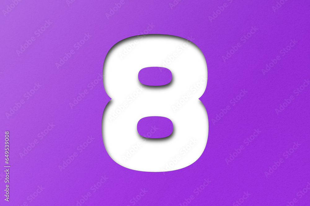 Purple confetti font number 8 isolated on transparent background. Purple confetti font number 8 isolated on transparent background.