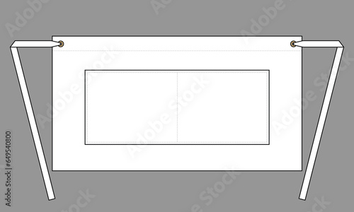 Blank White Half Waist Apron with Flat Lay Template on Gray Background, Vector File