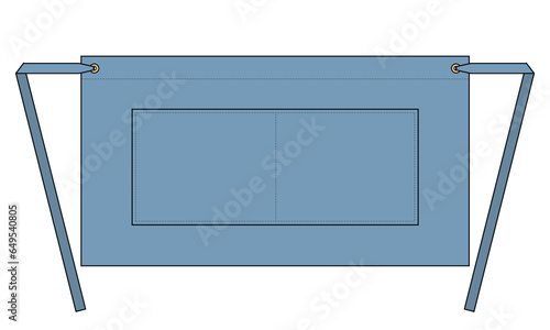 Blank Denim Half Waist Apron with Flat Lay Template on White Background, Vector File