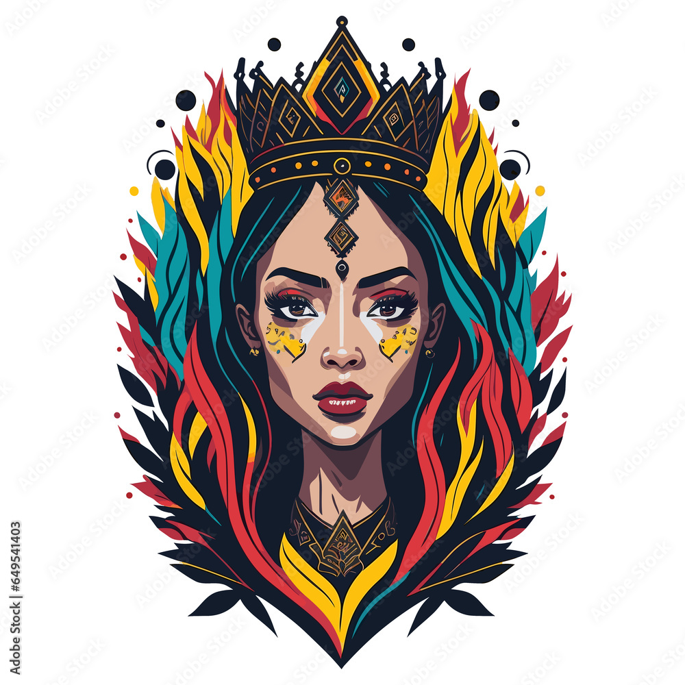Naklejka premium Regal Majesty: An Artistic Queen Illustration