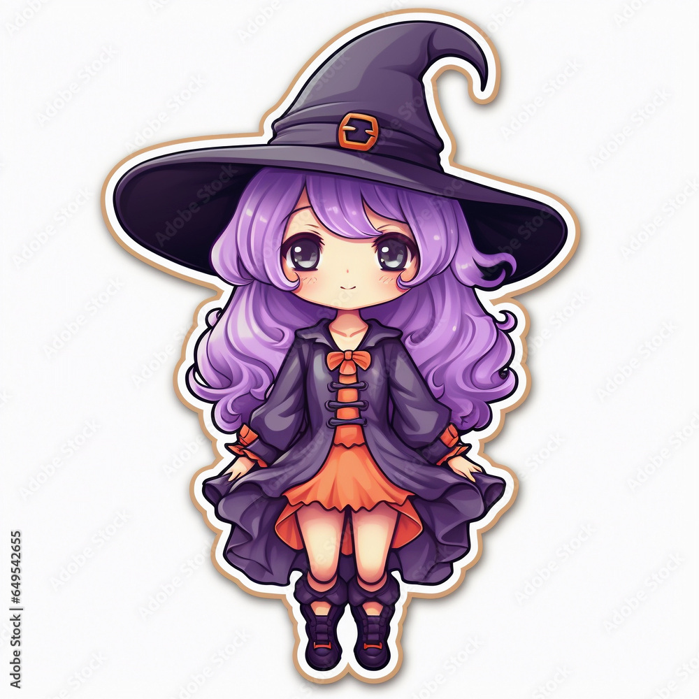 kawaii halloween witch clipart 