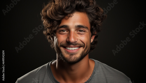 Smiling man with brown hair exudes confidence and happiness generated by AI © Gstudio
