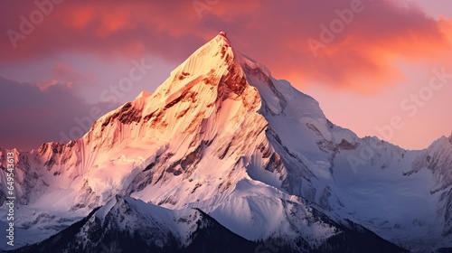 A stunning landscape photo of a snow covered mountain AI Generative