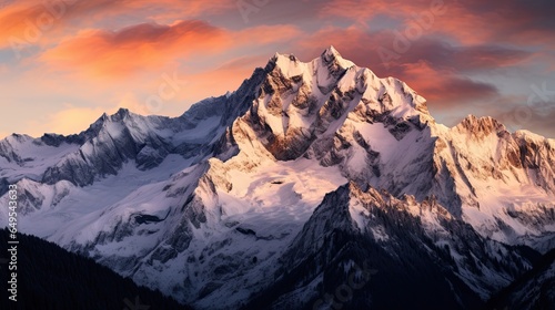 A stunning landscape photo of a snow covered mountain AI Generative