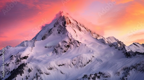 A stunning landscape photo of a snow covered mountain AI Generative