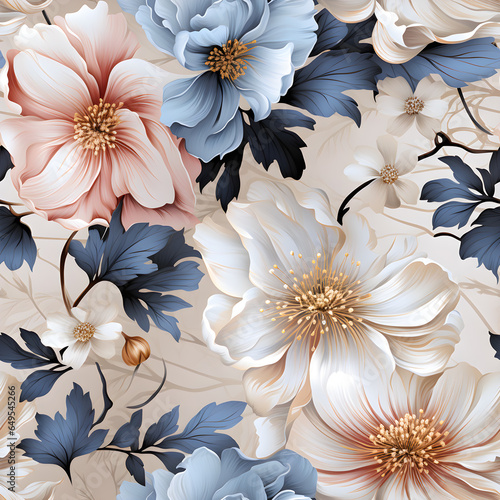 Seamless floral pattern flowers for wrappers  wallpapers  postcards fabric  greeting cards  wedding invites  romantic events.