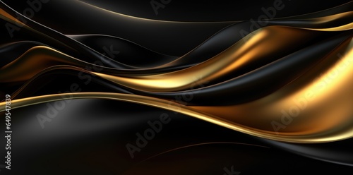 waving gold silk pattern texture on black background elegant luxury