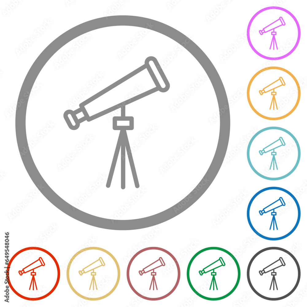 Space telescope outline flat icons with outlines Space telescope outline flat icons with outlines