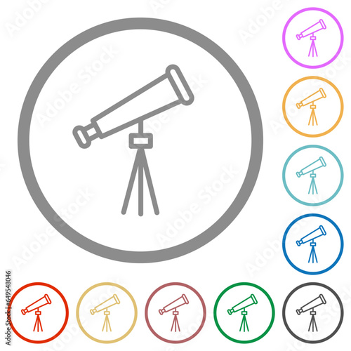 Space telescope outline flat icons with outlines