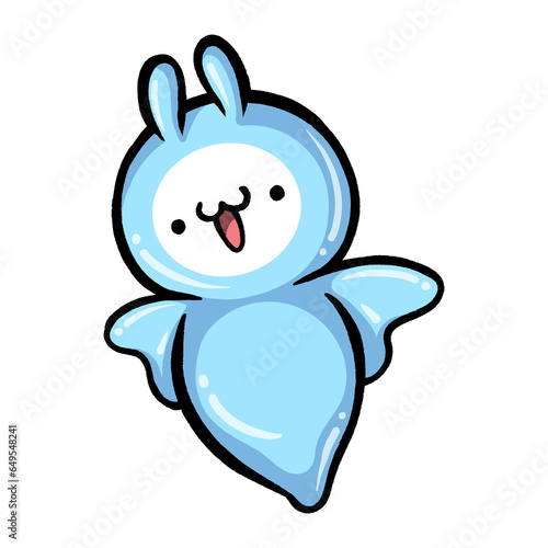 Funny animal illustration.The sea angel is bright blue and has small fins like wings. photo