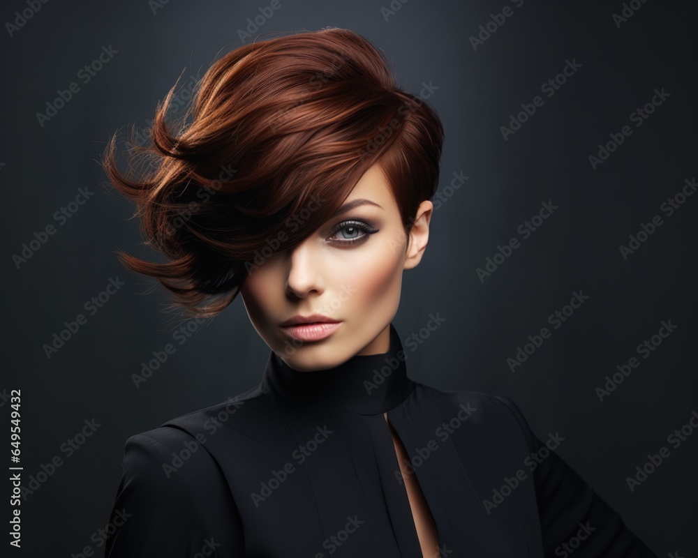 Portrait of a beautiful woman with a fashionable modern haircut. Hair care, hairstyles. Portrait of a beautiful woman with a fashionable modern haircut. Hair care, hairstyles.