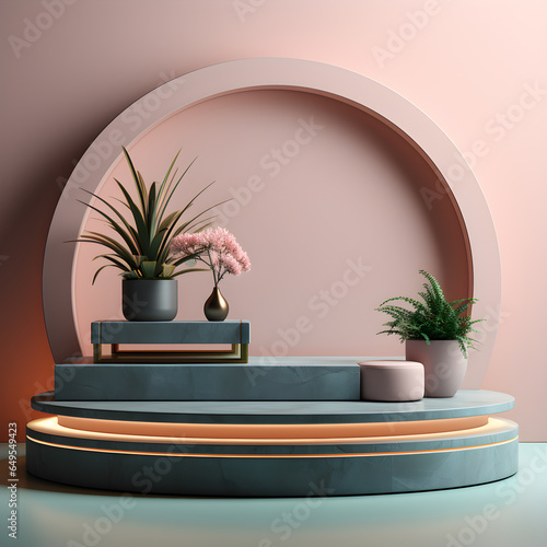 abstract geometries  for display product on background. Minimal concept. Space for product presentation 3d rendering