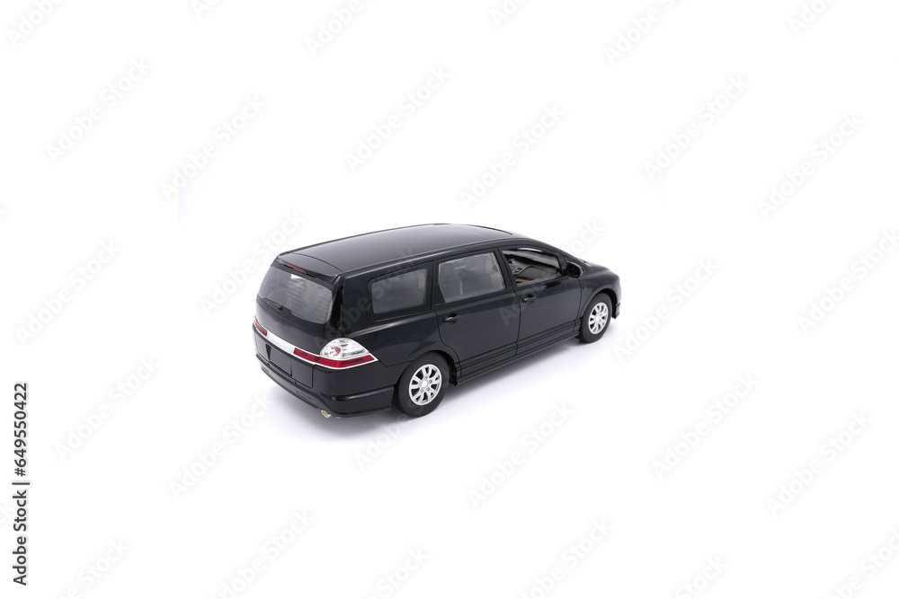 Passenger black car isolated on a white background, Back view of a black SUV car. 