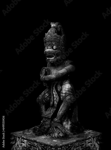 indian monkey, statue of hindu god hanoman on a black background