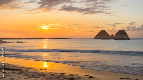 Golden Tranquility: A Captivating Sunset Over Praia de Taipus de Fora photo