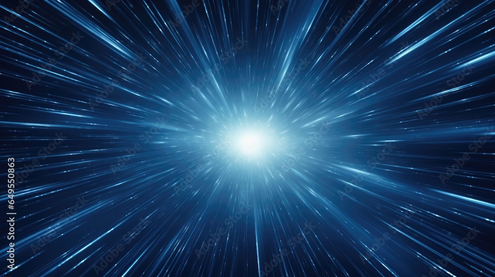 Fototapeta premium speed concept blue light in the dark of space, 