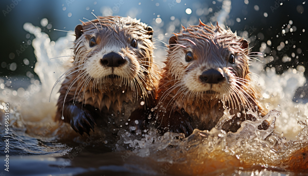 Cute seal playing in water, looking at camera, underwater generated by AI Cute seal playing in water, looking at camera, underwater generated by AI