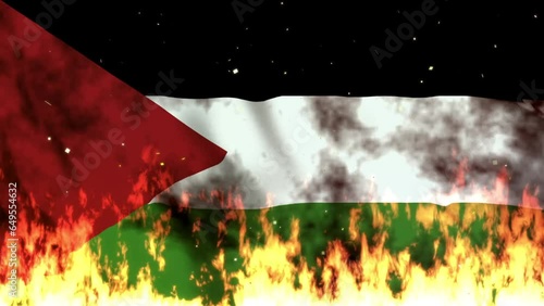 パレスチナの旗と炎 photo
