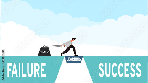 vector illustration of Business start from failure to success. move up motivation, the path to success - Vector