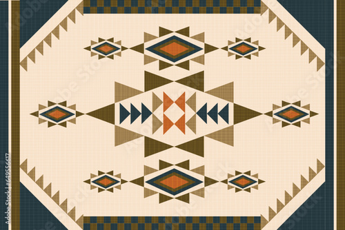 Seamless tribal vector pattern. with coarse yarn texture
