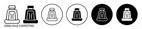 Car driver seat icon. Comfortable ventilated car driver seat symbol set. Front passenger leather seat vector line sign. 