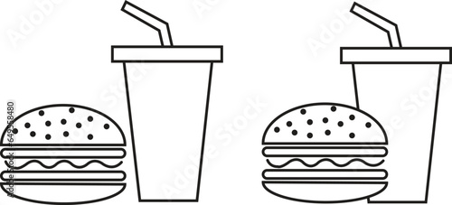 Hamburger and soft drink cup in white background vector art.