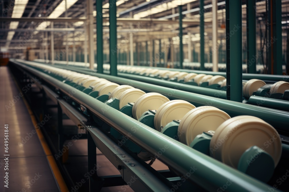 Fototapeta premium Conveyor rollers at factory.