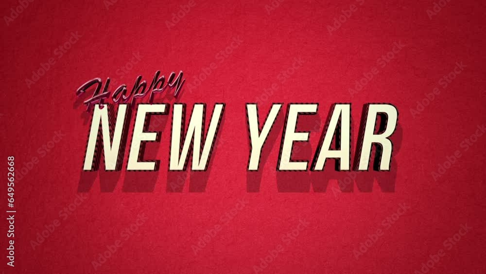 Retro Happy New Year text set on a red grunge texture. Vintage-themed promotions and business campaigns, motion abstract background exudes seasonal flair and nostalgic charm Retro Happy New Year text set on a red grunge texture. Vintage-themed promotions and business campaigns, motion abstract background exudes seasonal flair and nostalgic charm