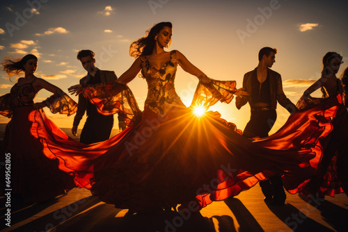 Festive Hispanic Celebration: Dancing Flamenco in the Streets