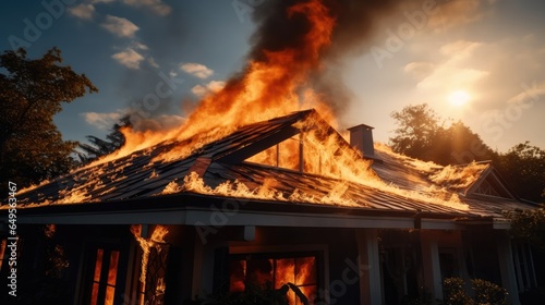 A short-circuit from the solar panel set the house on fire, House fire accident.