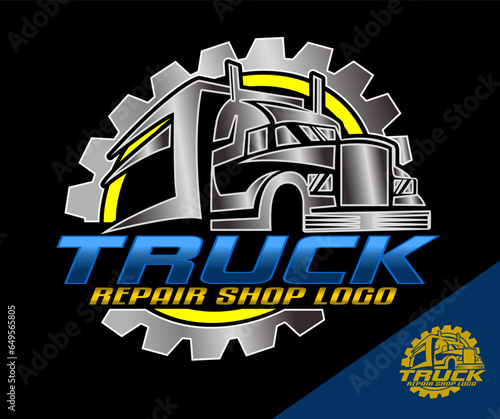 truck diesel repair, service logo template