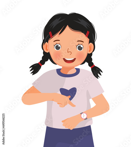 Cute little girl showing his new wrist watch