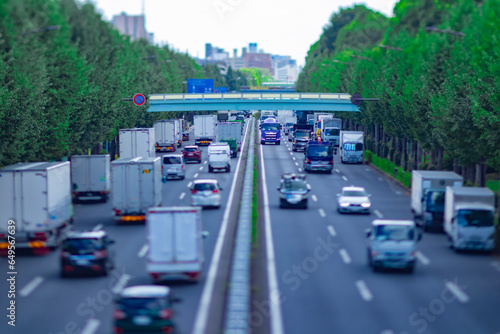 A miniature traffic jam at the downtown street in Tokyo photo