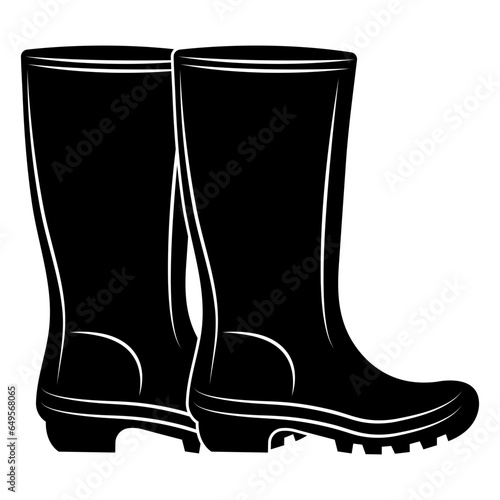 black silhouette rubber boots