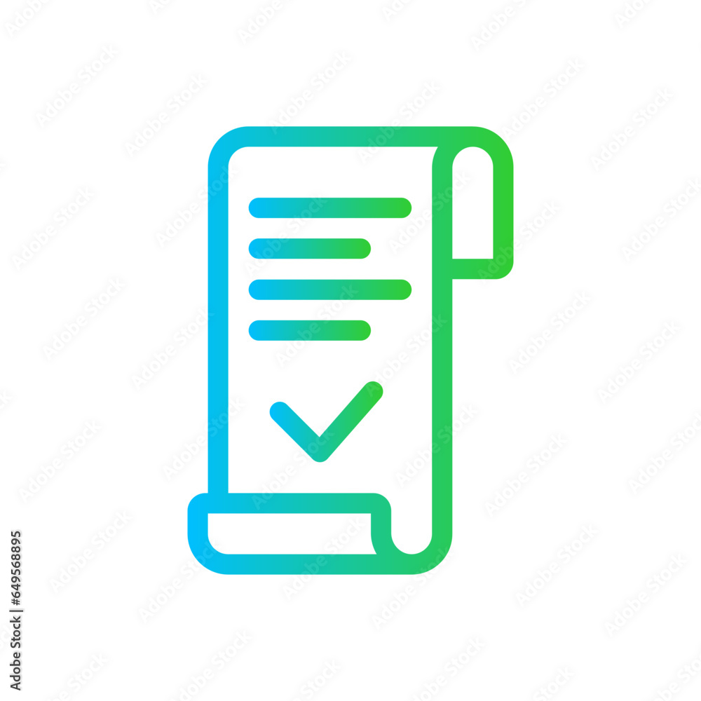 Contract approval icon with blue and green gradient outline. contract, business, agreement, document, office, sign, signature. Vector illustration Contract approval icon with blue and green gradient outline. contract, business, agreement, document, office, sign, signature. Vector illustration