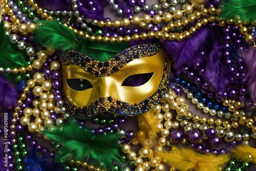 Happy Mardi Gras.Mardi Gras Carnival Mask. Mardi Gras Carnival Concept. Mardi Gras Carnival Background. Mardi Gras Carnival Theme. Generative Ai © AT