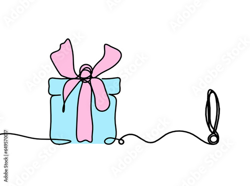 Wallpaper Mural Abstract color present box and exclamation mark as continuous line drawing on white Torontodigital.ca