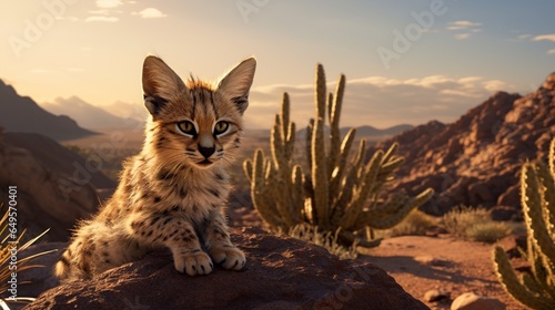 Foto the majesty of a desert wildlife sanctuary, where elusive creatures like desert